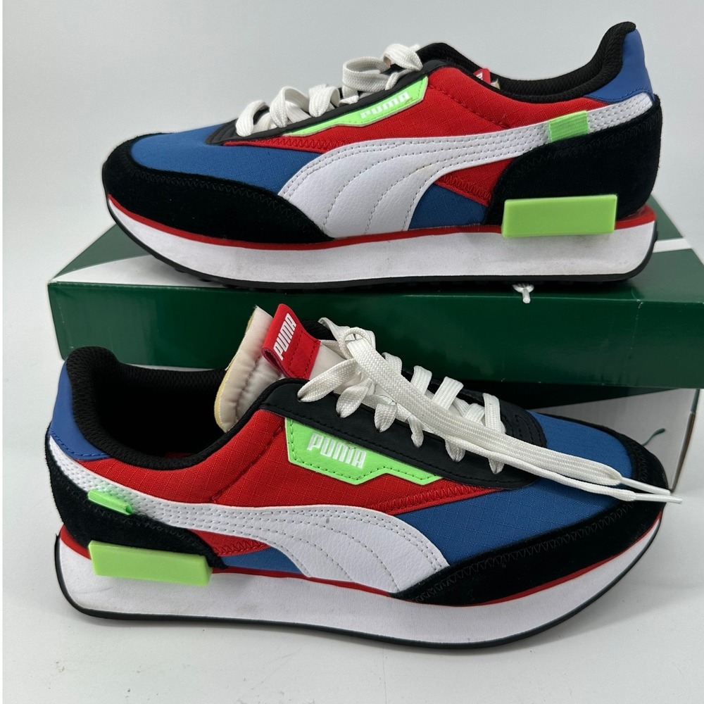 Puma Future Rider Play On Women Sneakers Multicolor Red Blue 372349-12 Size 6.5